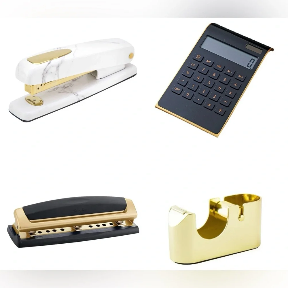 OFFICE DESK SUPPLIES BUNDLE IN GOLD - 9 ITEMS TARGET & AMAZON